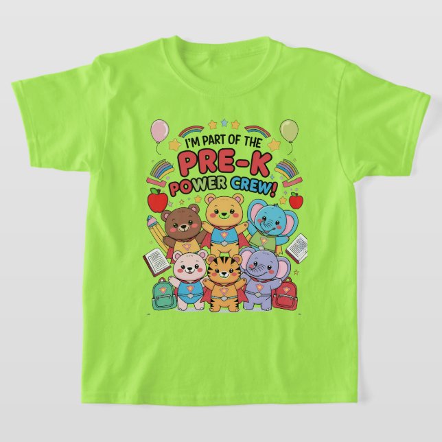 Camiseta "Sou parte da equipe de energia pré-K!" - Crianças (Postura )