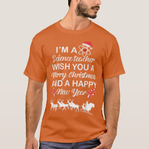 Camiseta Sou Professora De Ciências Feliz Natal E Feliz Nov