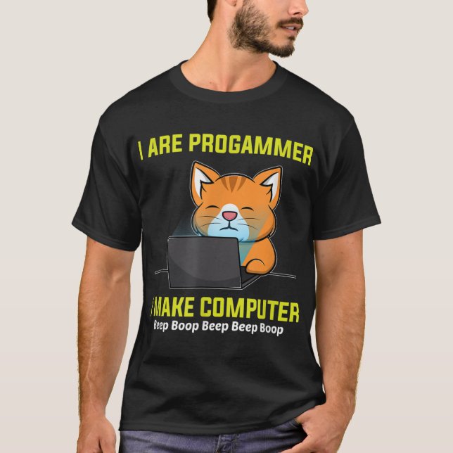 Camiseta Sou Programador, Faço Um Gato De Bipe De Computado (Frente)