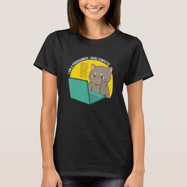 Camiseta Sou Programador, Faço Um Gato De Bipe De Computado (Frente)