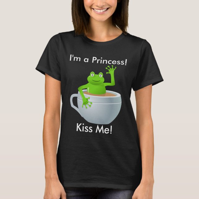 Camiseta Sou Sapo da Princesa Beija-me em Teacup Women's (Frente)