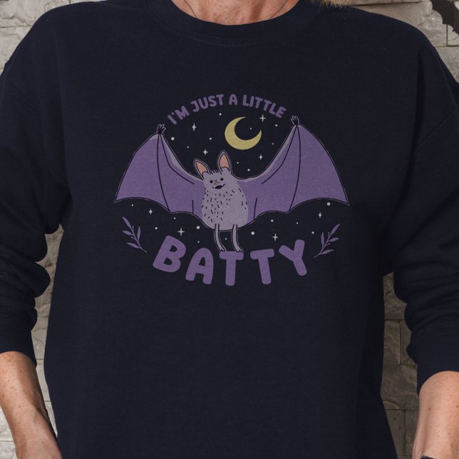 Camiseta Sou só um Dia de as Bruxas engraçado de Batty Pun (I'm Just A Little Batty Funny Halloween Bat Pun Sweatshirt)