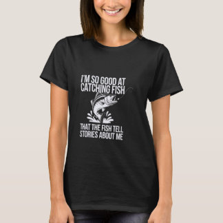 Camiseta Sou Tão Bom em Pegar Peixes Piada de Pesca ao Ar L
