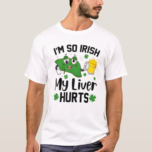 Camiseta Sou tão irlandês que meu fígado dói a Rua da cerve (Frente)