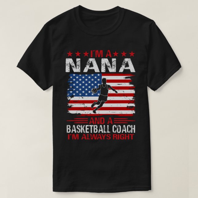 Camiseta Sou treinador de NANA e basquete (Frente do Design)