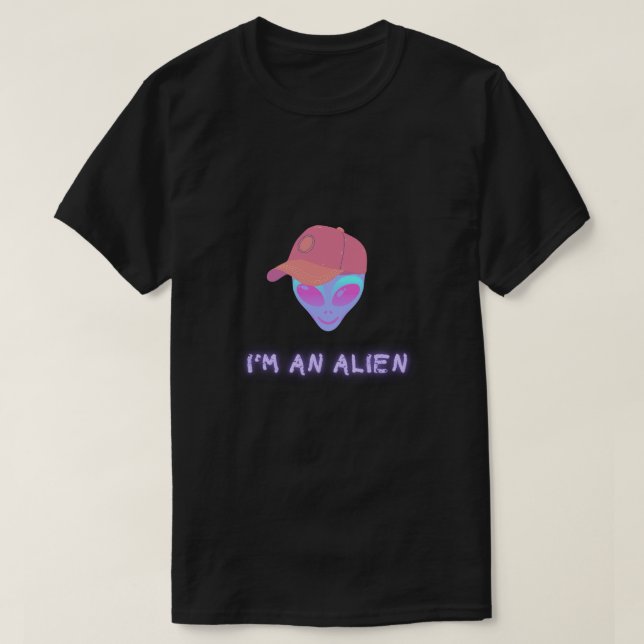 Camiseta "SOU UM ALIENÍGENA" - Chapéu (Frente do Design)