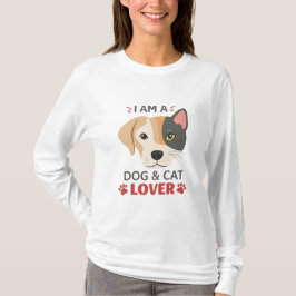 Camiseta Sou um Cachorro e Gato Lover Básico Leve T