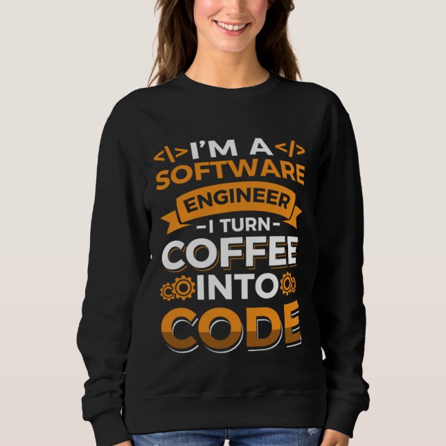 Camiseta Sou um engenheiro de software, transformo café em  (Frente)