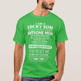 Camiseta Sou um filho sortudo de uma mãe incrível, ela nasc