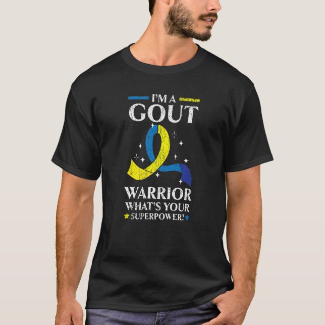 Camiseta Sou um guerreiro de gotas Podagra, doença de consc (Frente)