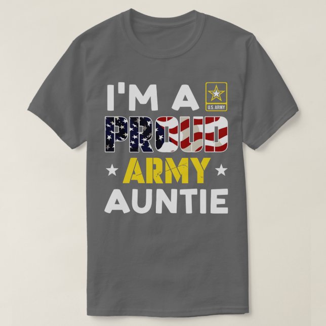 Camiseta Sou um Orgulhoso AUNTIE USA Flag Family Solider (Frente do Design)