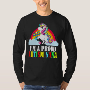 Camiseta Sou um orgulhoso Autismo Nana Mãe Família Unicorn
