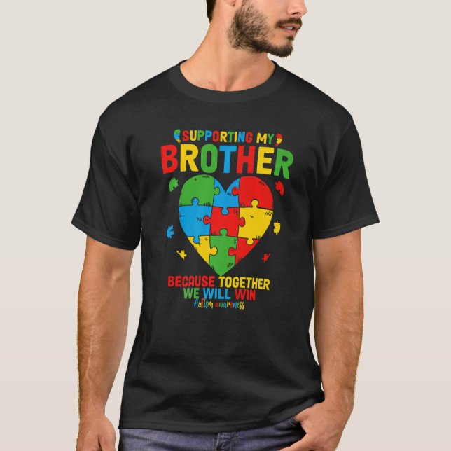 Camiseta Sou um Orgulhoso Irmão Autismo Consciência Autista (Frente)