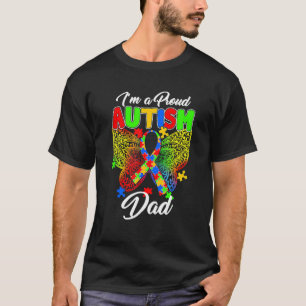 Camiseta Sou um Pai Orgulhoso de Autismo Borboleta de Consc