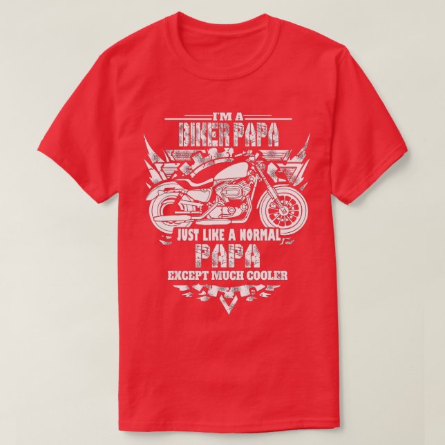 Camiseta Sou um papa de motocicleta. (Frente do Design)