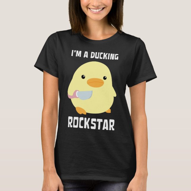 Camiseta Sou um Pato Rockstar com a Faca Meme (Frente)