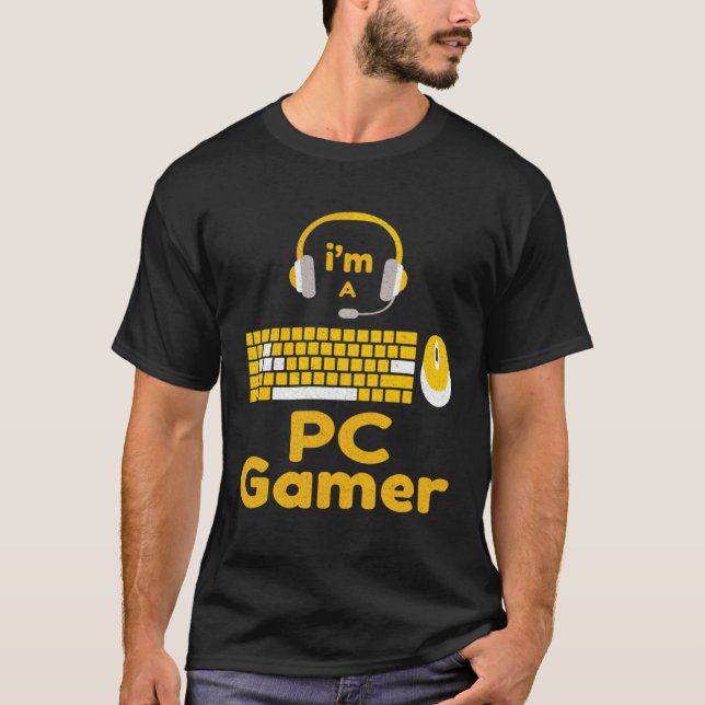 Camiseta Sou um PC Gamer Computer Games Keyboard Mouse Vide (Frente)
