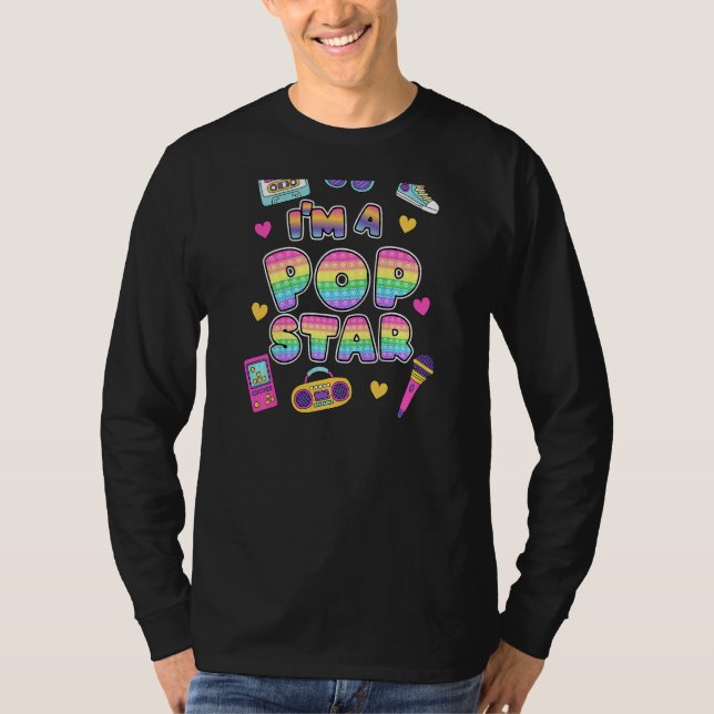 Camiseta Sou um Popstar Cute Props Como Um Popstar Certific (Frente)