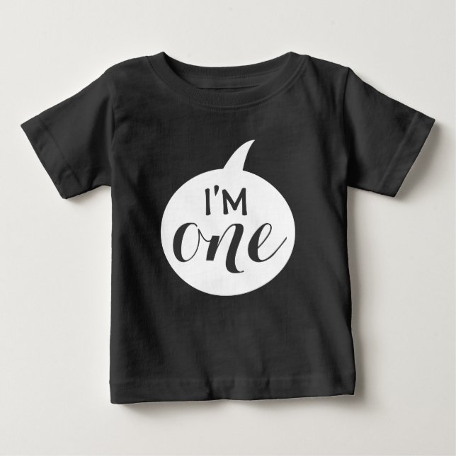 Camiseta "Sou Um" primeiro aniversário Bebê (Frente)