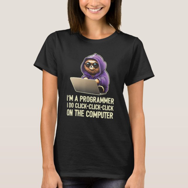 Camiseta Sou um programador que eu clique em Clicar no Com (Frente)
