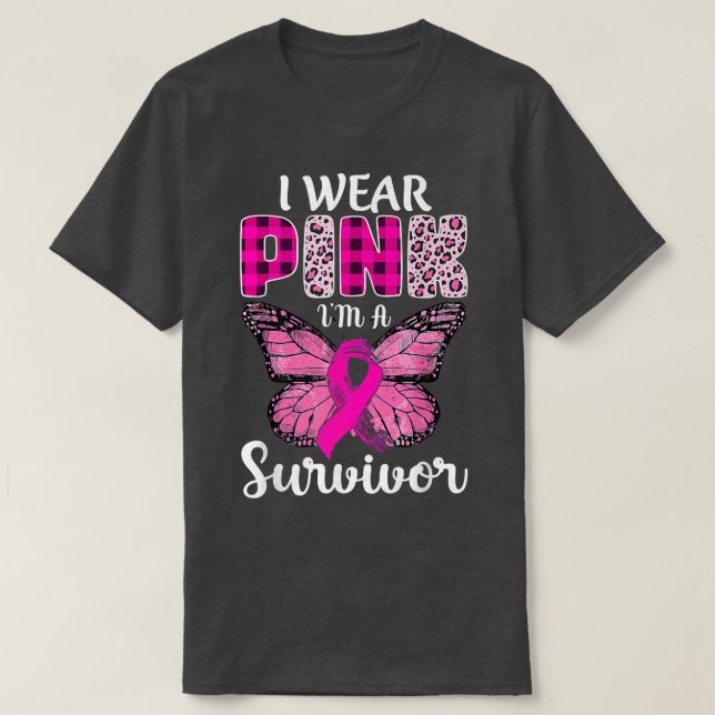 Camiseta Sou um Sobrevivente, Cancer de Fita Rosa (Frente do Design)