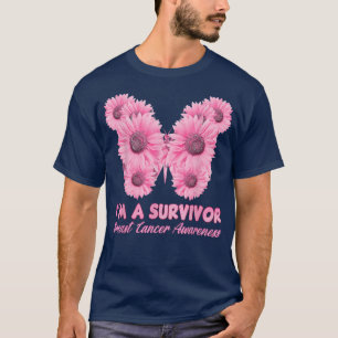 Camiseta Sou Um Sobrevivente Cancer De Mama Rosa Girassóis