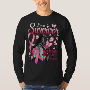 Camiseta Sou um Sobrevivente Gnomo, Cancer de Fita Rosa, Aw
