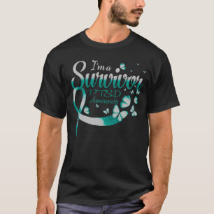 Camiseta Sou um Sobrevivente TEPT Sensibilização Borboleta