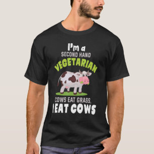 Camiseta Sou um Vegetariano de Segunda Mão Vacas Comem Gram