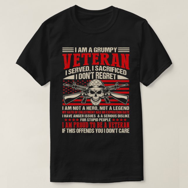 Camiseta Sou Um Veterano Engraçado Que Servi, Sacrifiquei N (Frente do Design)