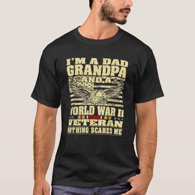 Camiseta Sou um vovô Pai e um veterano da 2ª Guerra Mundial (Frente)