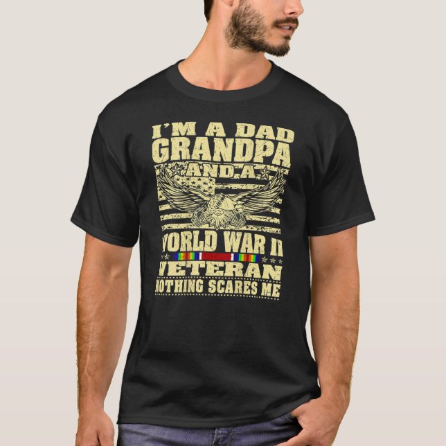 Camiseta Sou um vovô Pai e um veterano da 2ª Guerra Mundial (Frente)