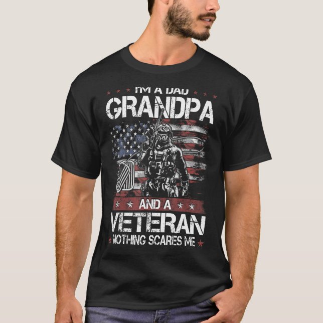 Camiseta Sou um vovô Pai e uma cicatriz Veterana Nada (Frente)