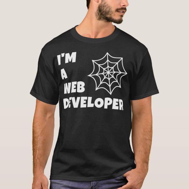 Camiseta Sou um Web Developer Shirt Halloween Spiderweb Jav (Frente)