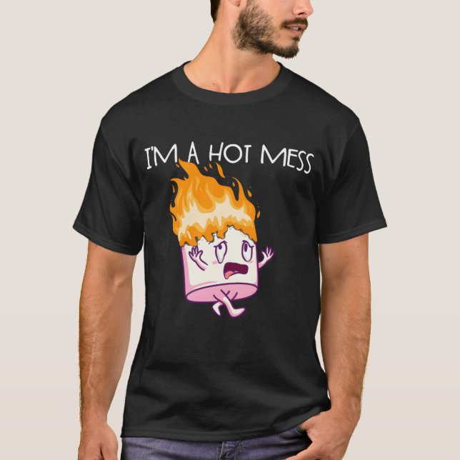 Camiseta Sou uma bagunça quente Marshmallow de SMores Acamp (Frente)