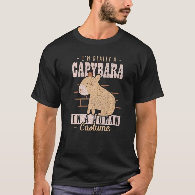 Camiseta Sou uma Capivara num Disfarce de Humano Capivara F (Frente)