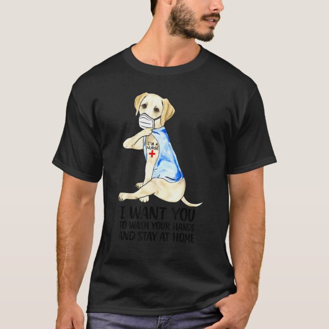 Camiseta Sou uma Enfermeira Tatuagem Cute Labrador na Cara  (Frente)