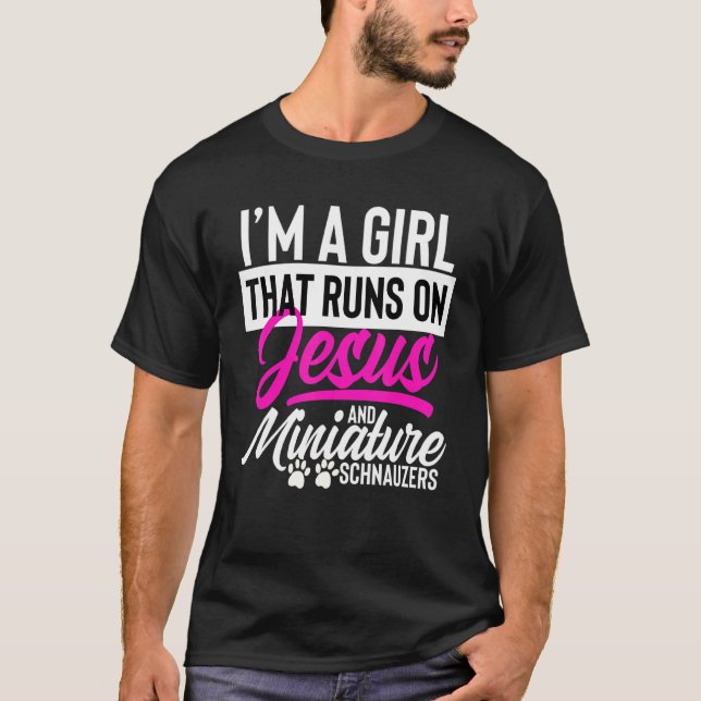 Camiseta Sou Uma Garota Que Funciona Com Jesus E Miniatura  (Frente)