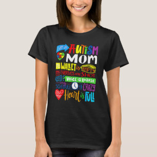 Camiseta Sou uma Mãe de Autismo Carteira Vazia S Orgulhosa 