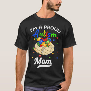 Camiseta Sou Uma Mãe Orgulhosa Consciência do Autismo Coraç