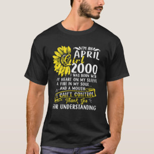 Camiseta Sou uma menina de abril de 2000 20 de aniversário