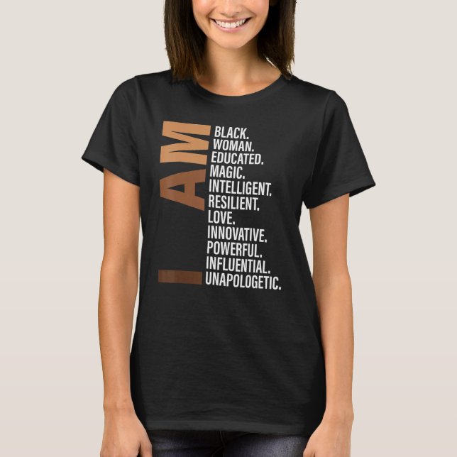 Camiseta Sou uma mulher negra História negra Mês sem descul (Frente)