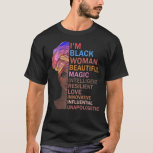 Camiseta Sou uma mulher negra linda magia inteligente Resil