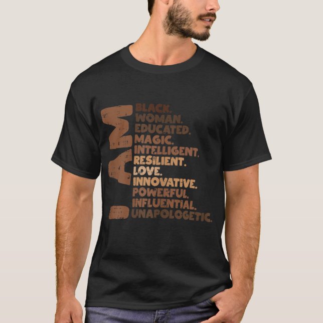 Camiseta Sou uma mulher negra Melanina África História do O (Frente)