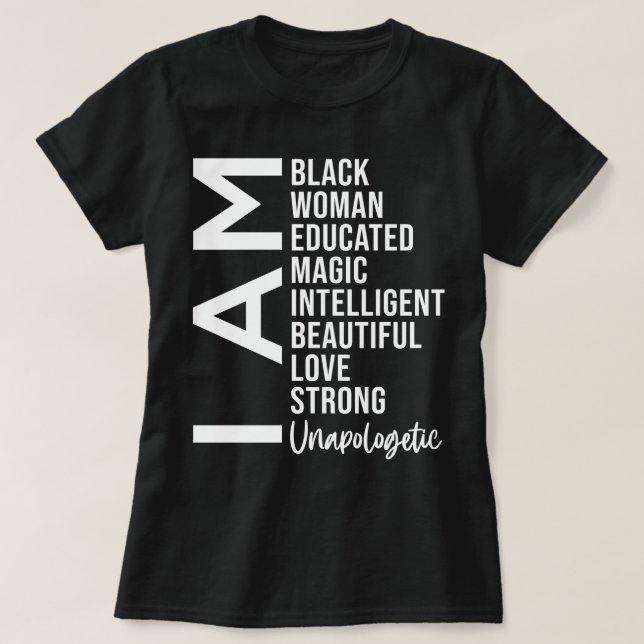 Camiseta Sou uma mulher negra sem desculpas (Frente do Design)
