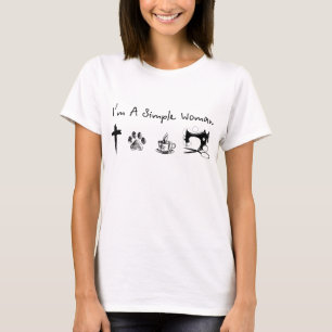 Camiseta Sou uma mulher simples, costurando café de jesus