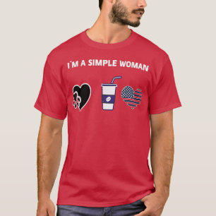 Camiseta Sou uma mulher simples que ama café de cachorro co