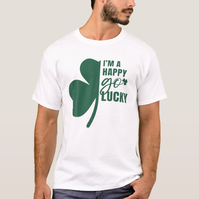 Camiseta Sou uma Rua Feliz, Sortudo de Shamrock. (Frente)