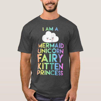 Camiseta Sou uma Sereia Unicorn Fairy Kitten Princess