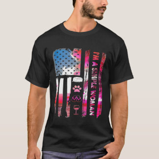 Camiseta Sou Uma Simples Mulher Acampando Chinelos De Vinho